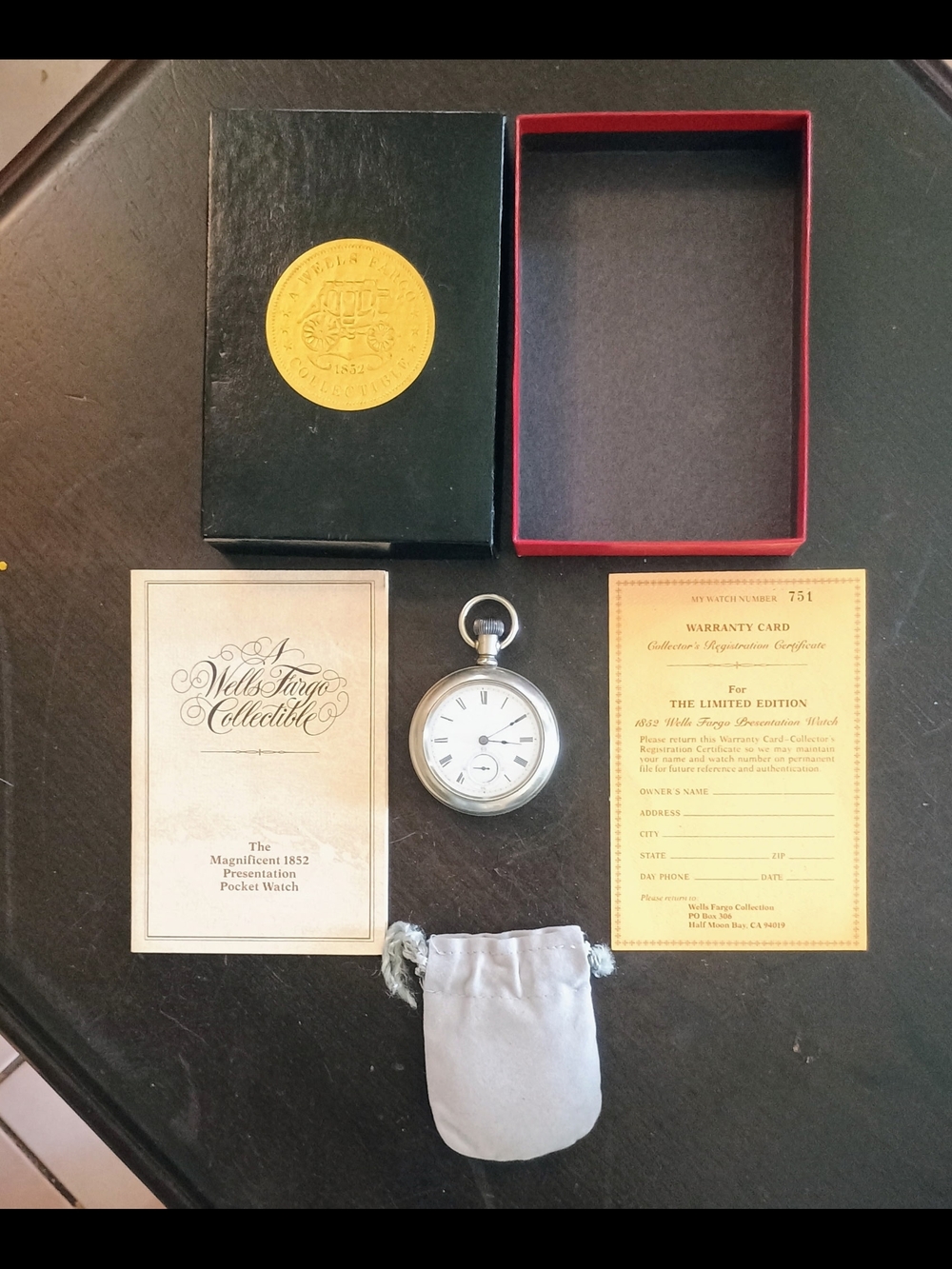 Wells Fargo Collectible Magnificent 1852 Presentation Pocket Watch - Silver Tone